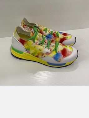 Colorful Tie-Dye Athletic Sneakers with Green Laces Polo Ralph Lauren Size 10